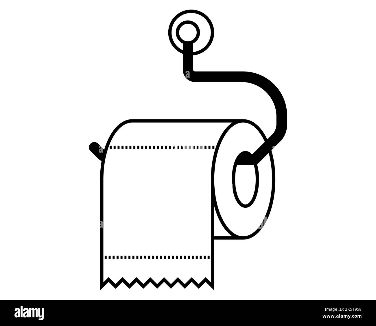 black icon hanging toilet paper. flat vector illustration. Stock Vector
