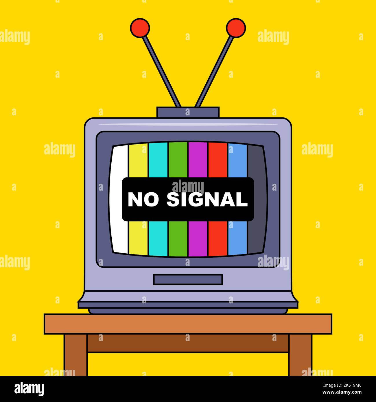 old TV with the inscription no signal. bad broadcast. flat vector