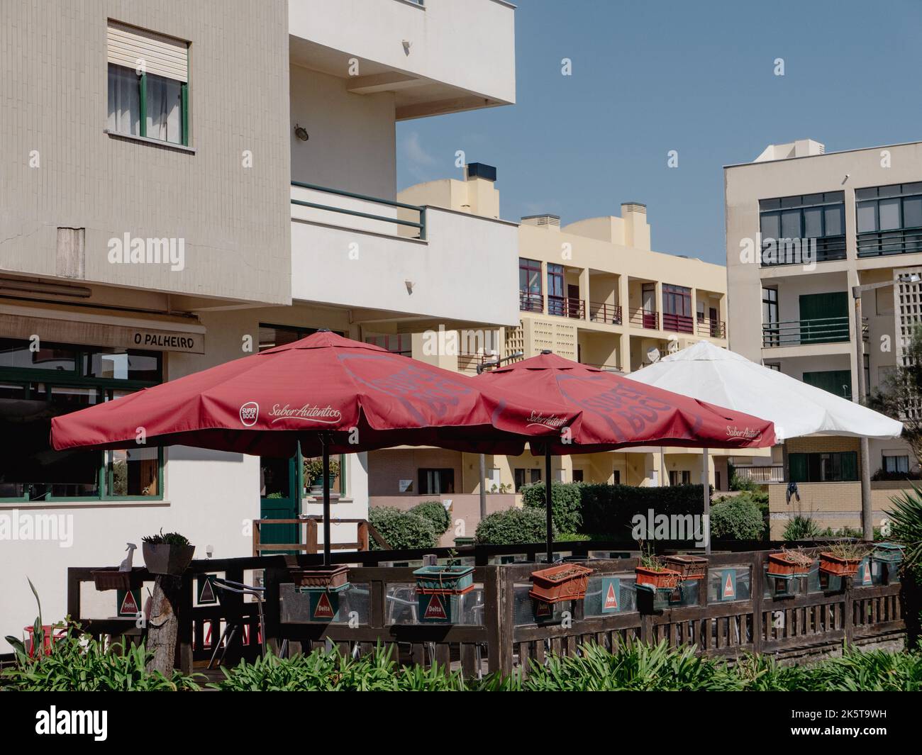Colourful residential buildings at the small coastal town of Tocha in Cantanhede, Portugal. Photo: SMP News Stock Photo