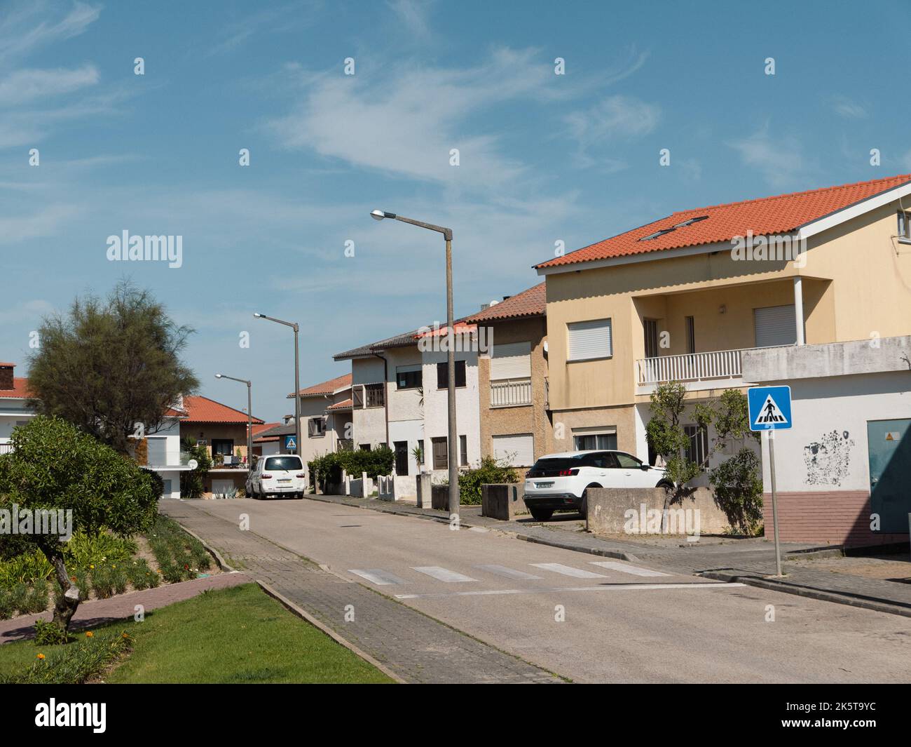 Colourful residential buildings at the small coastal town of Tocha in Cantanhede, Portugal. Photo: SMP News Stock Photo