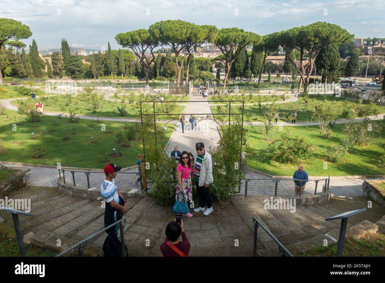 Rome, Italy - October 2022 - Roseto Comunale, The Municipal Rose Garden, one of Rome’s most romantic gardens of Rome, on the Aventine Hill Stock Photo