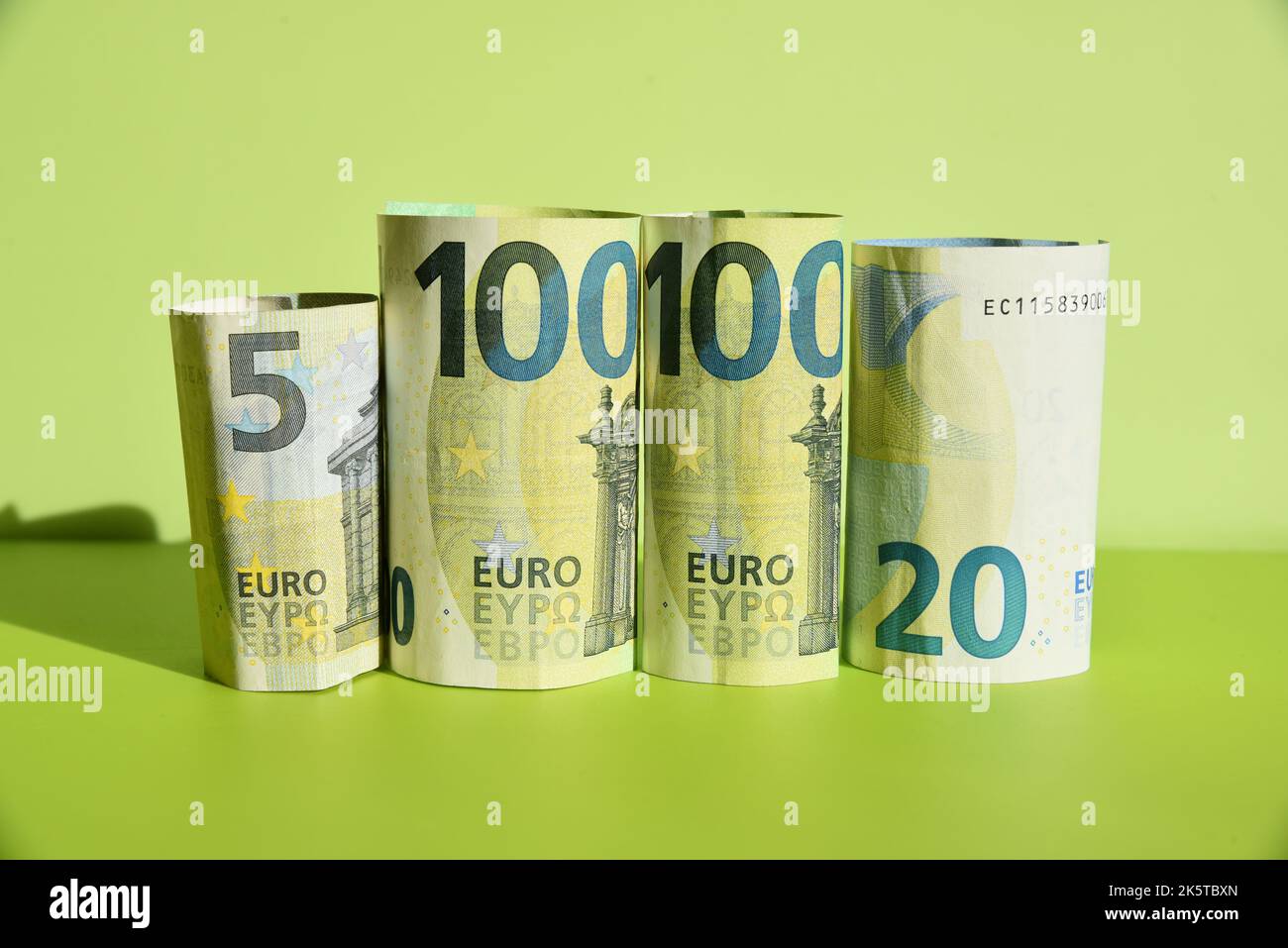 rolled euro bills Stock Photo