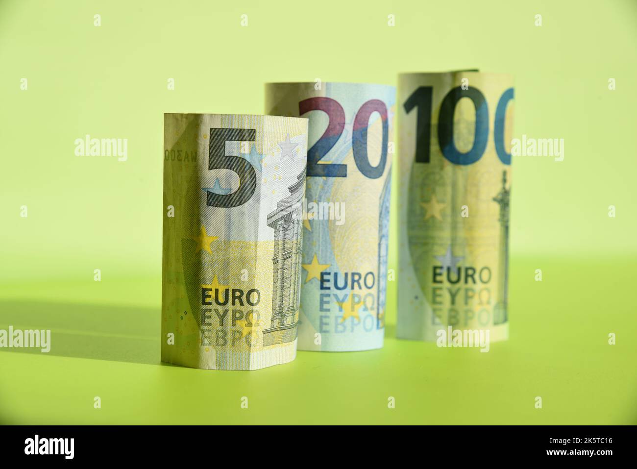 rolled euro bills Stock Photo