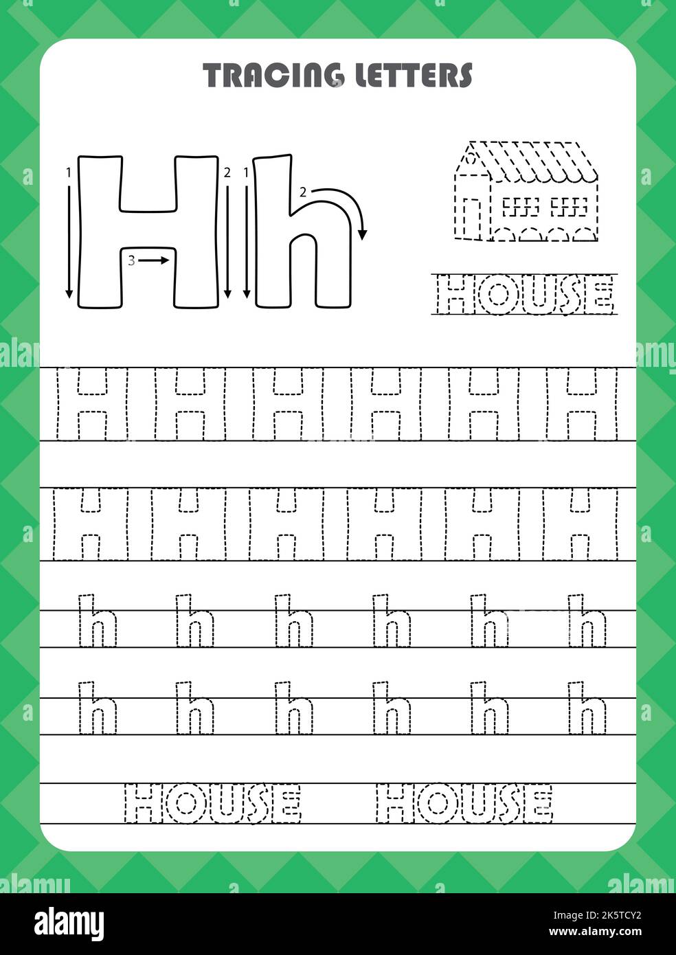 Printable A4 Size Uppercase Letters H Worksheet 5