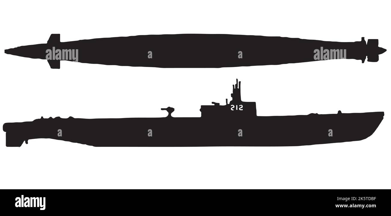 US Gato Class WWII Submarine Silhouette can be used for wallpaper, display and illustration. Stock Vector