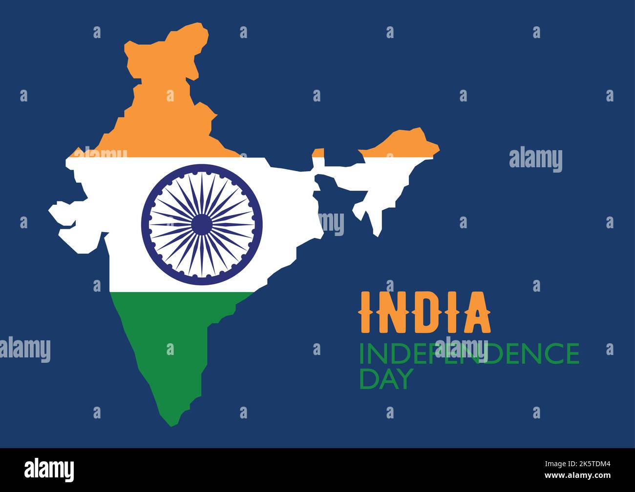 India flag with india map. Independence day. Vector illustration Stock Vector