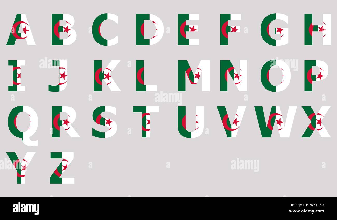 3D Flag of Algeria on a text background Stock Photo - Alamy