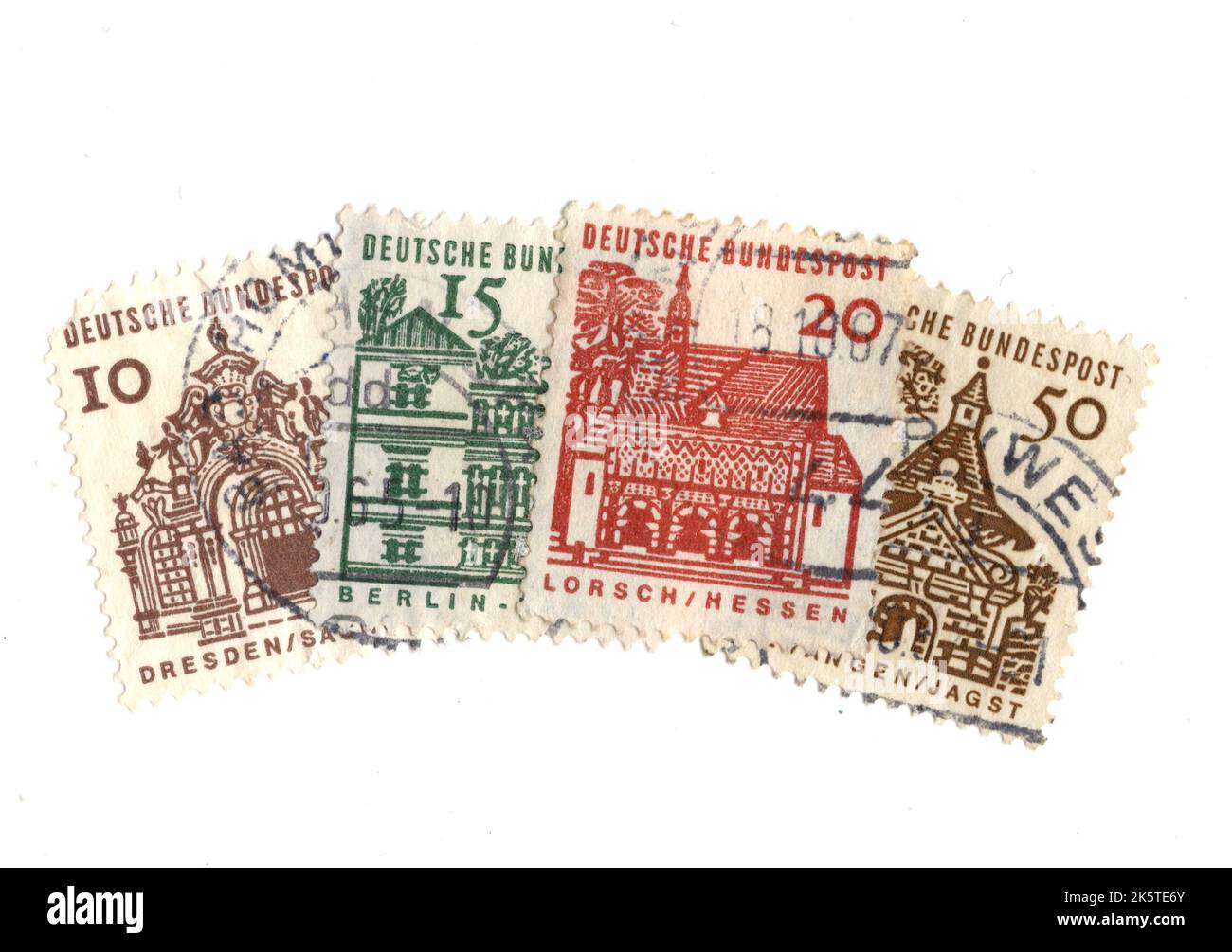 Stamps In Germany A montage of vintage postage stamps from Germany on a white background ...