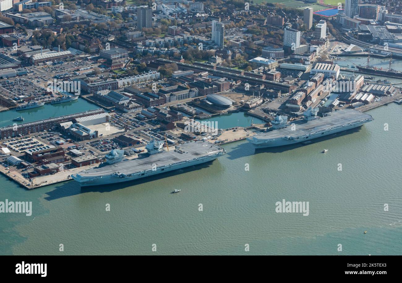 The Royal Navy's two largest aircraft carriers in dock. HMS Queen ...