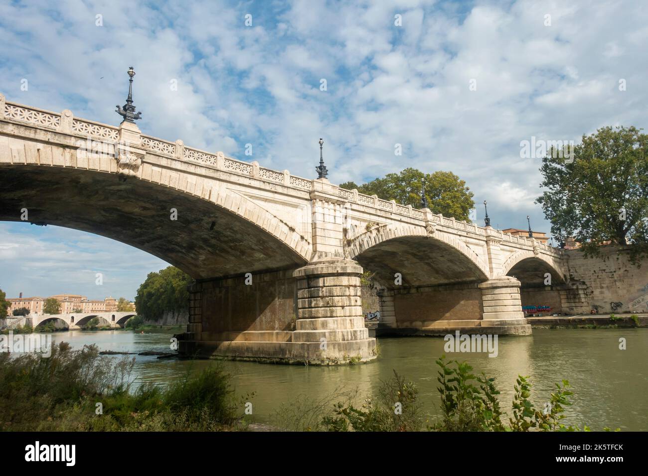 Rome, Italy - October 2022 - Tiber River Bridge Stock Photo