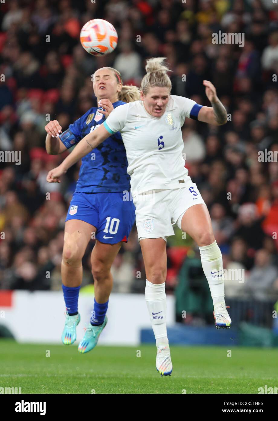 LONDON ENGLAND - OCTOBER 07:L-R Lindsey Horan(Lyon)of USA and Millie ...