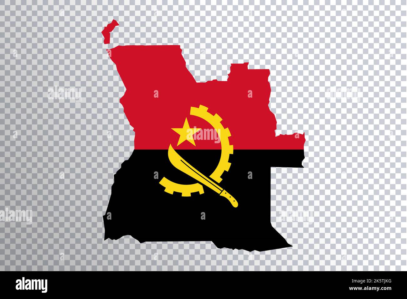 Angola flag on map, transparent background, Clipping path Stock Photo