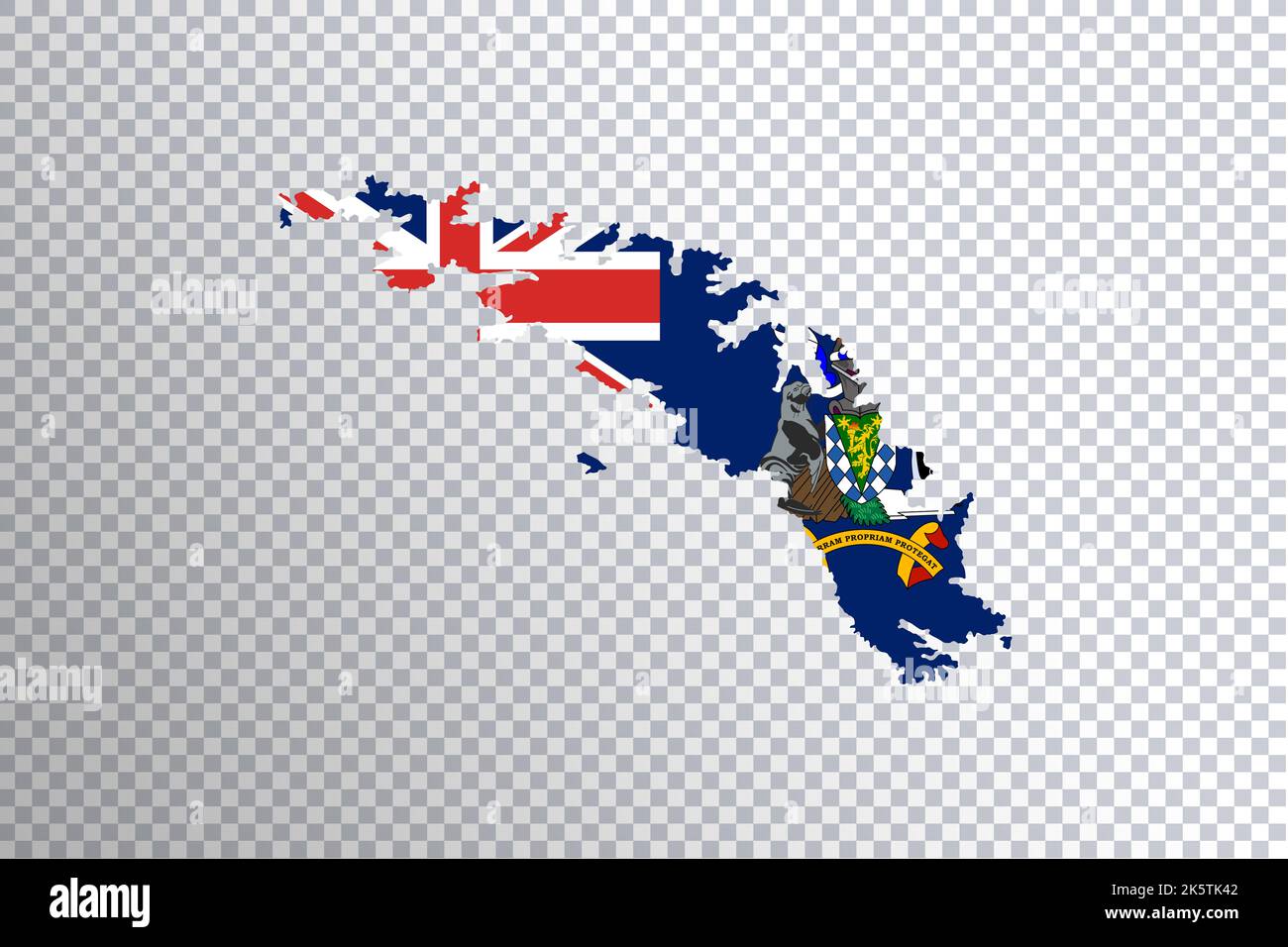 South Georgia and the South Sandwich Islands flag on map, transparent