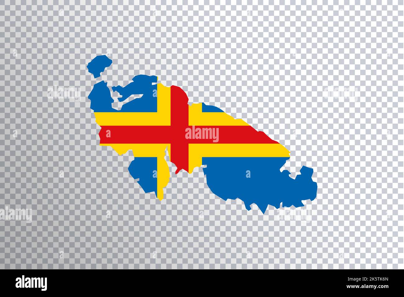 Aland Islands flag on map, transparent background, Clipping path Stock Photo