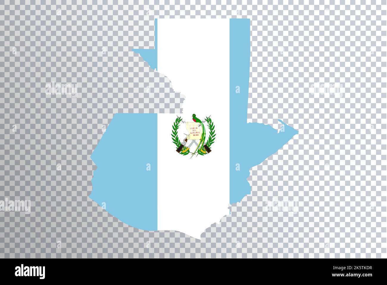 Guatemala flag on map, transparent background, Clipping path Stock