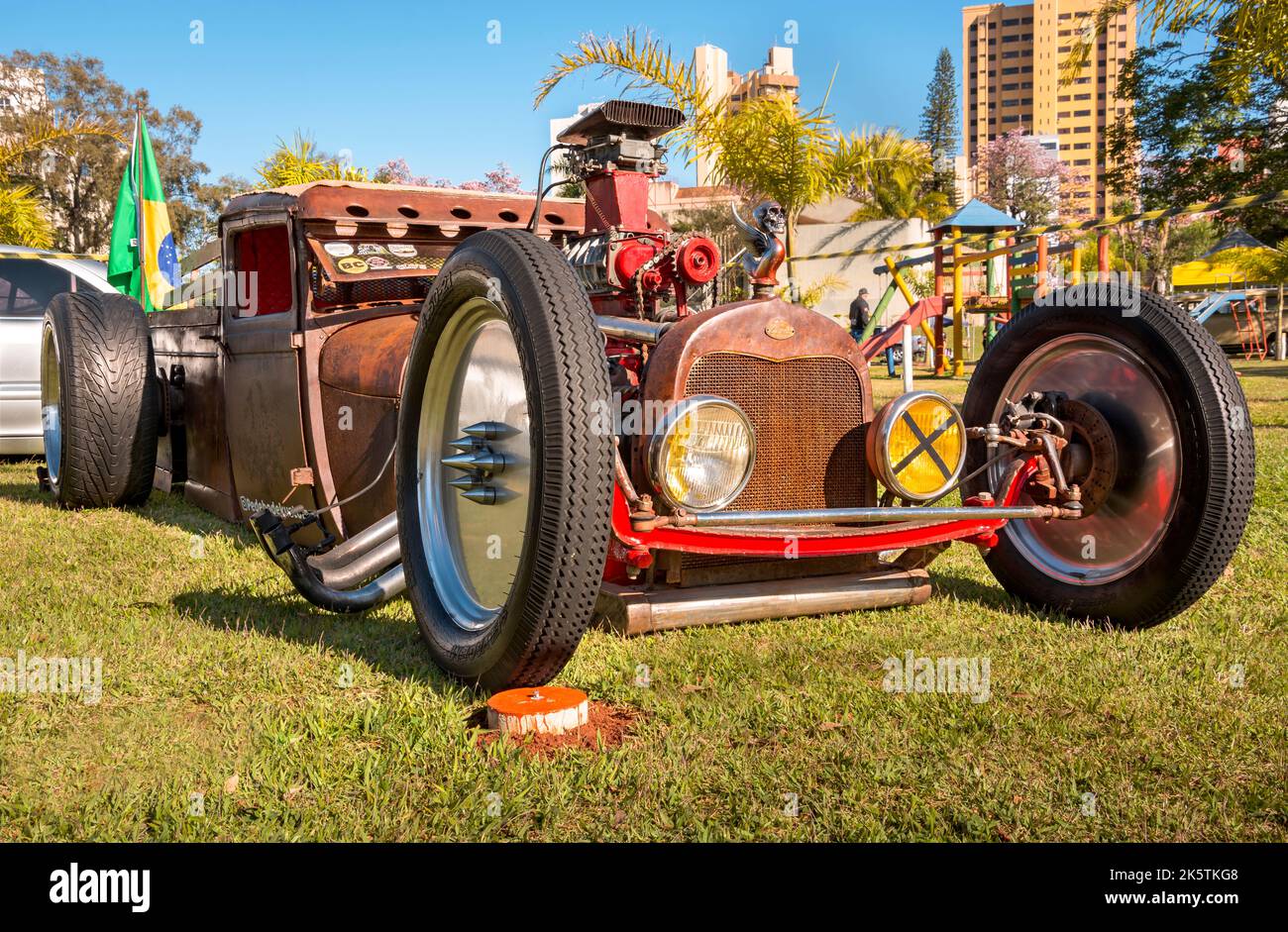 Old custom vintage Ford on display at vintage car show Stock Photo Alamy