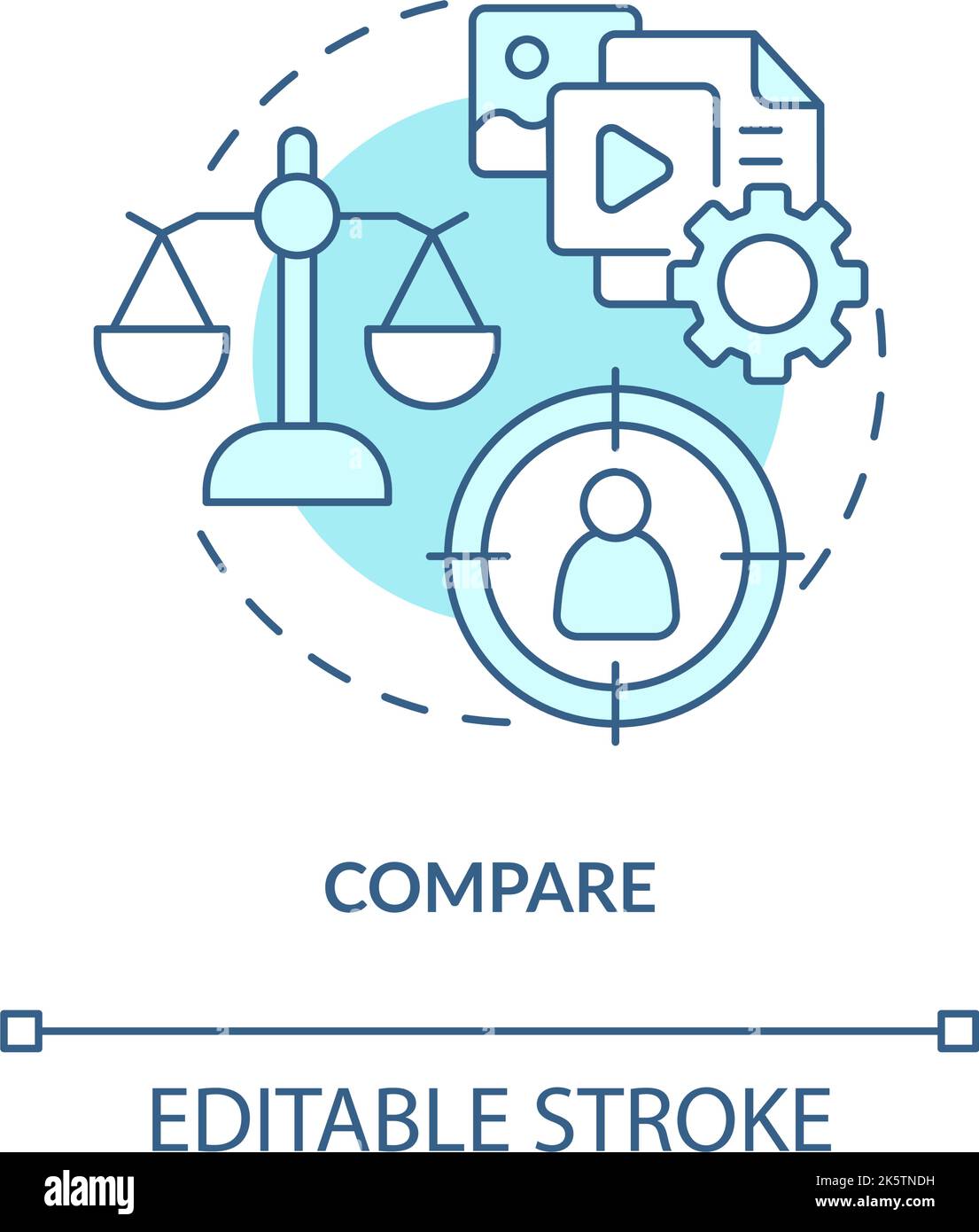 Compare and analyze turquoise concept icon Stock Vector