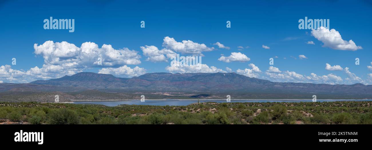 A panoramic view of mountains within Tonto National Forest, Arizona Stock Photo