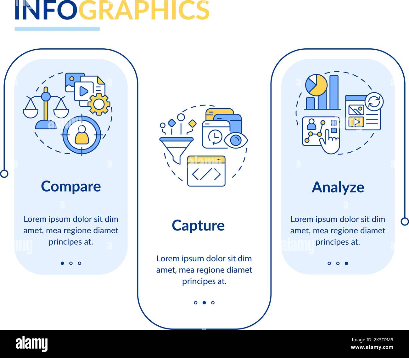 Marketing analytics rectangle infographic template Stock Vector