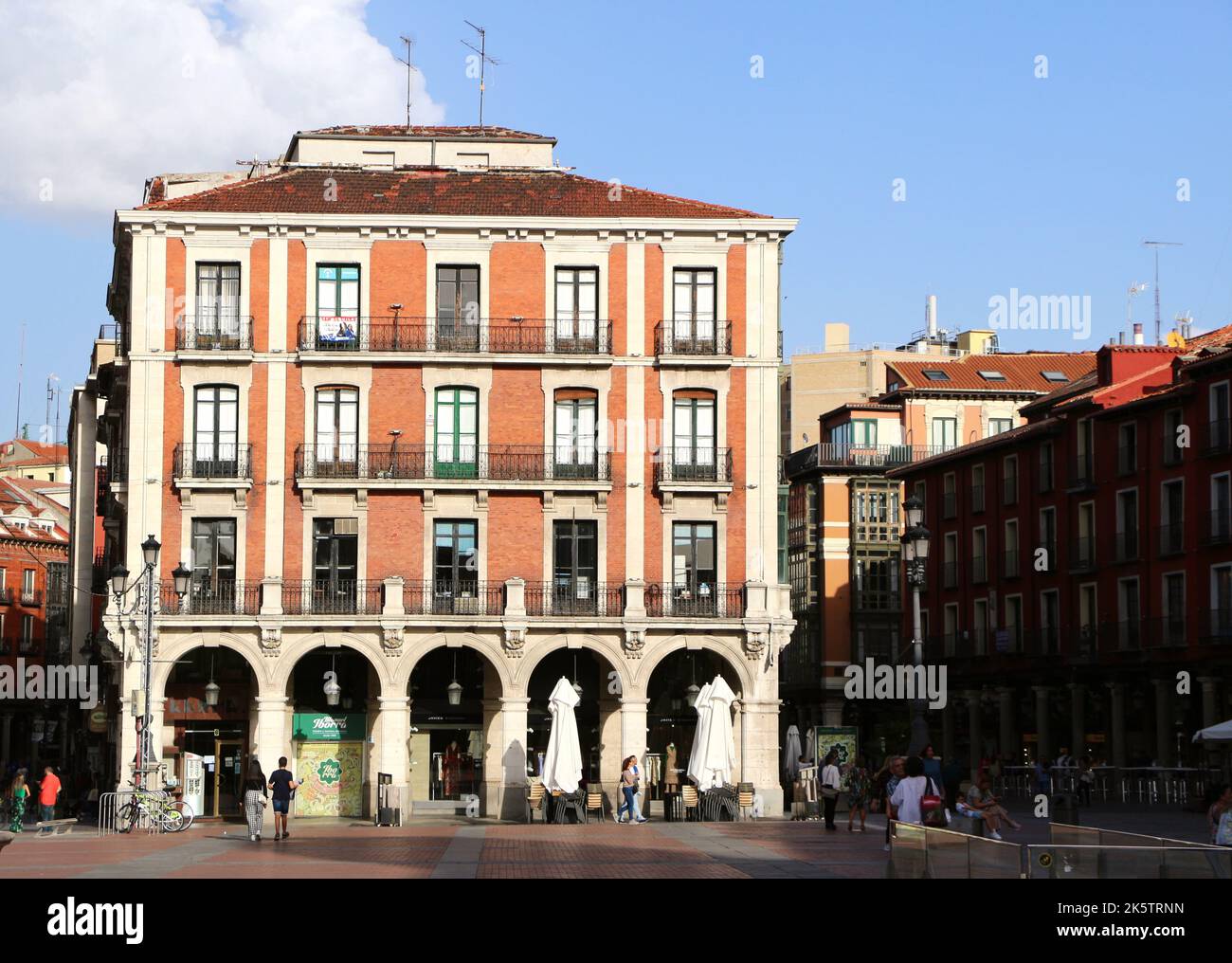 Formerly the Gran Hotel Moderno opened in 1905 now offices and flats Plaza Mayor Valladolid Castile and Leon Spain Stock Photo