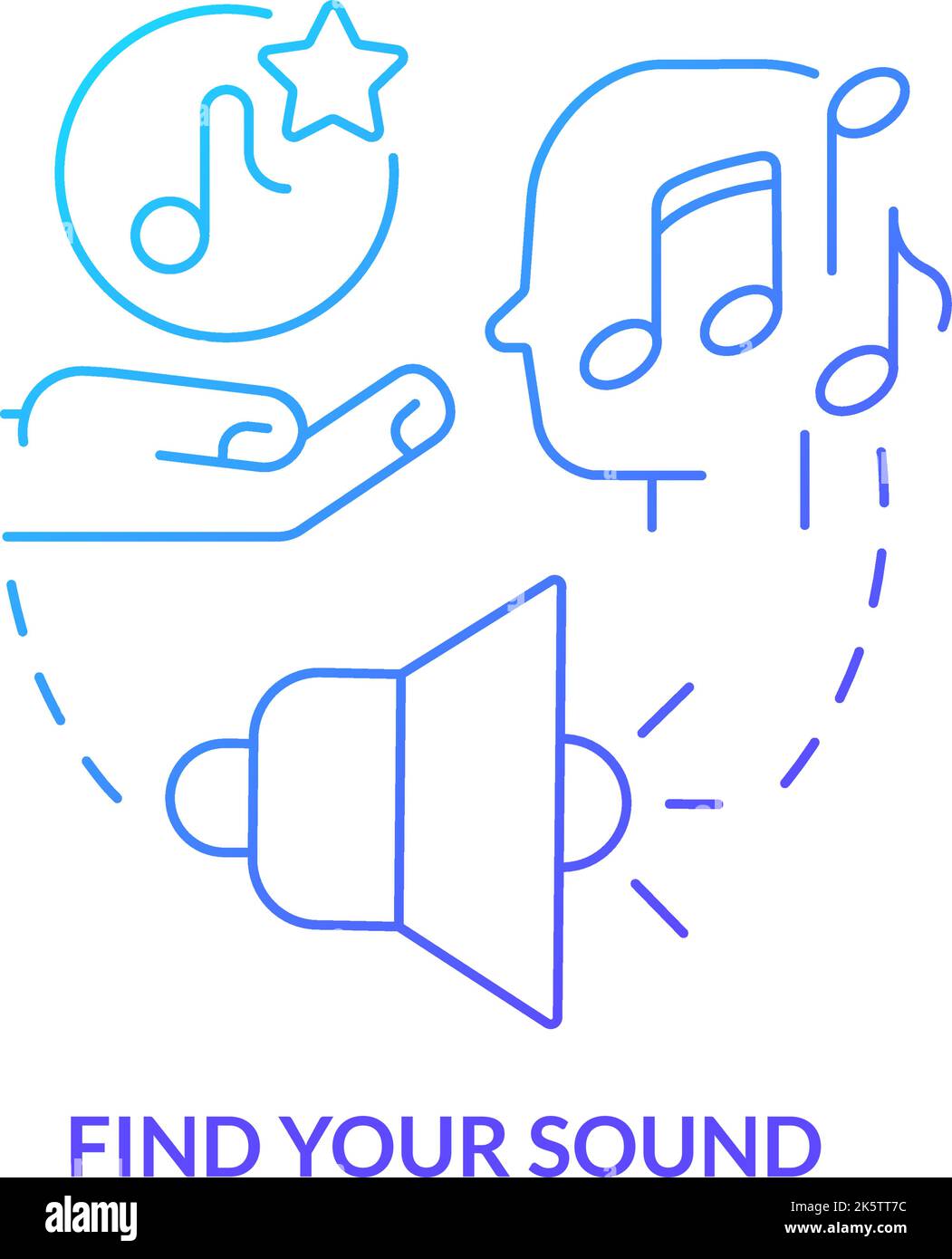 Find your sound blue gradient concept icon Stock Vector
