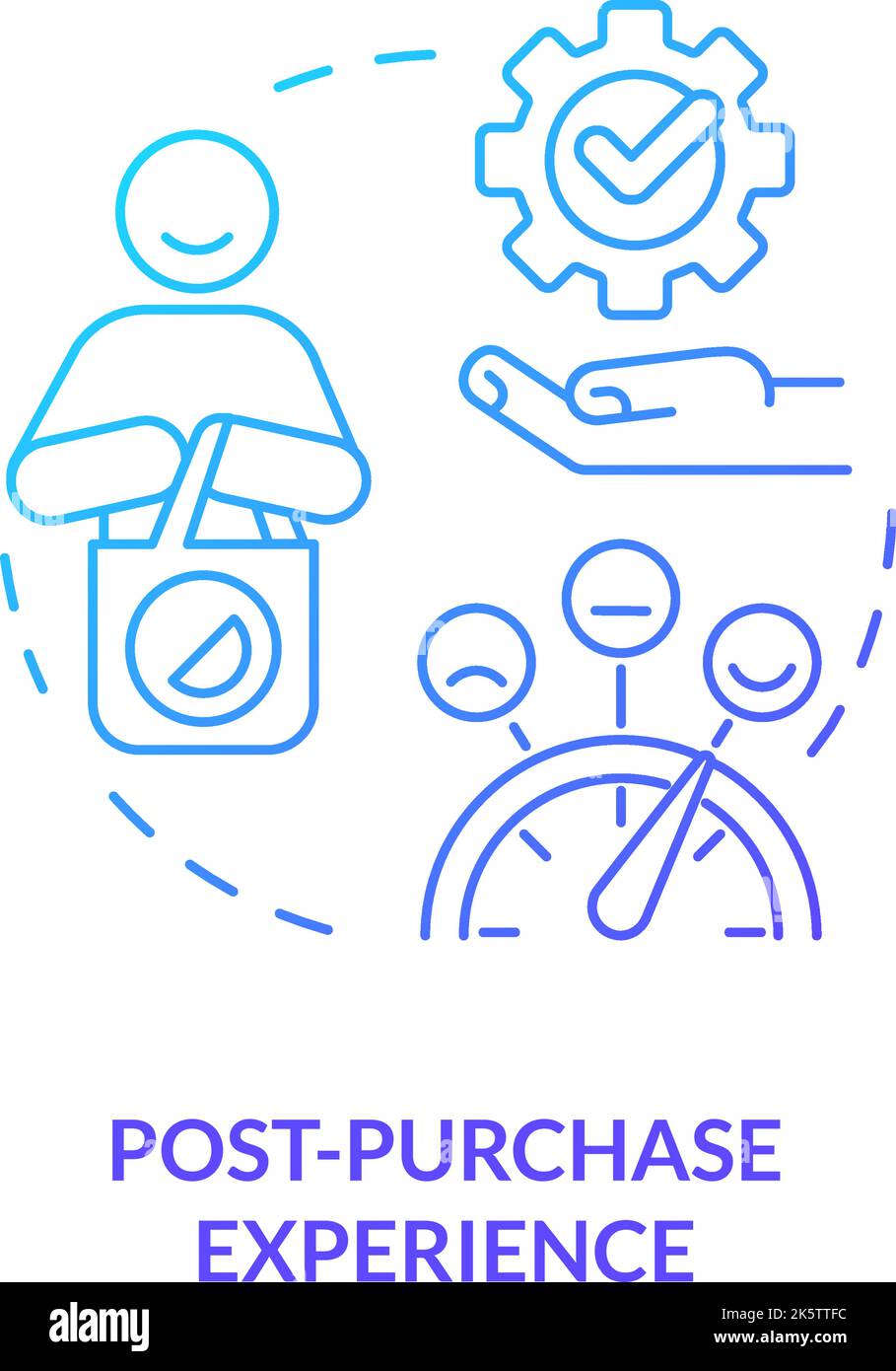Post purchase experience blue gradient concept icon stock vector image