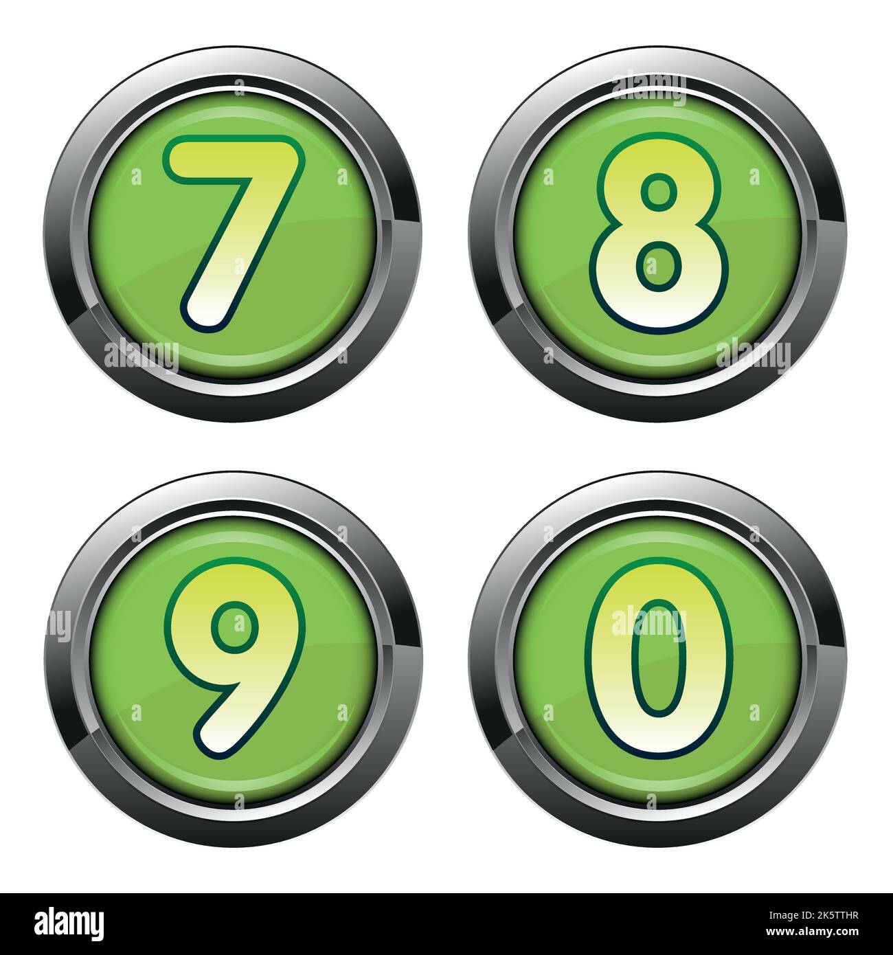 Alphabet signs in chrome buttons Stock Vector