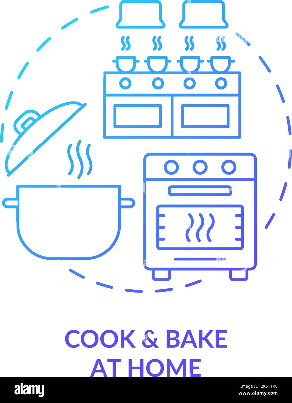 Warm up room with oven blue gradient concept icon Stock Vector