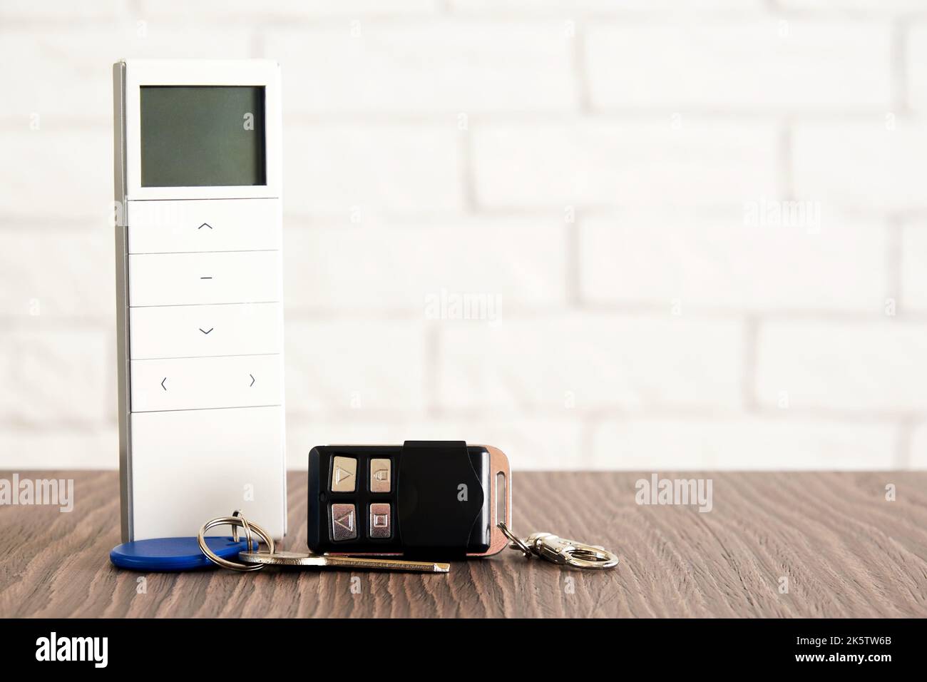 Remote key with buttons and wireless control with display for house