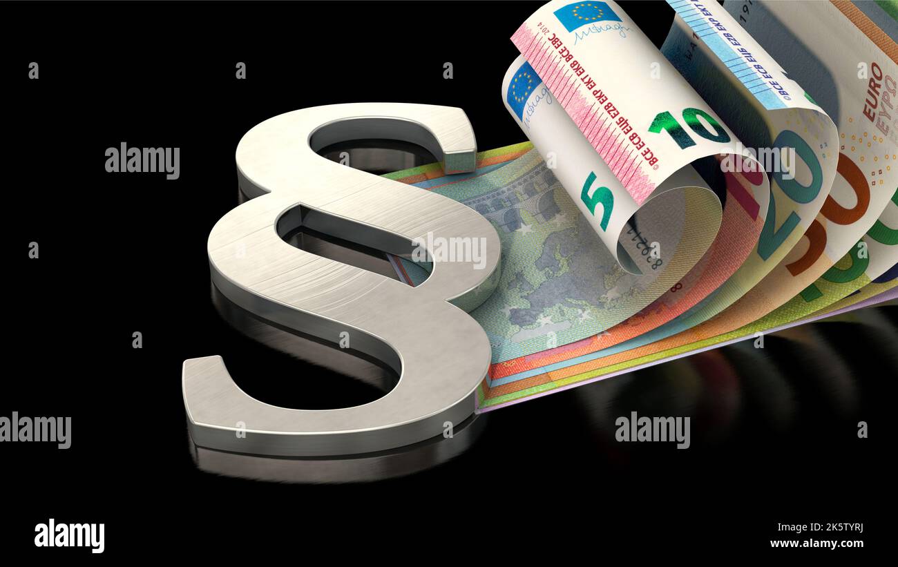 Paragraph symbol and euro bills Stock Photo