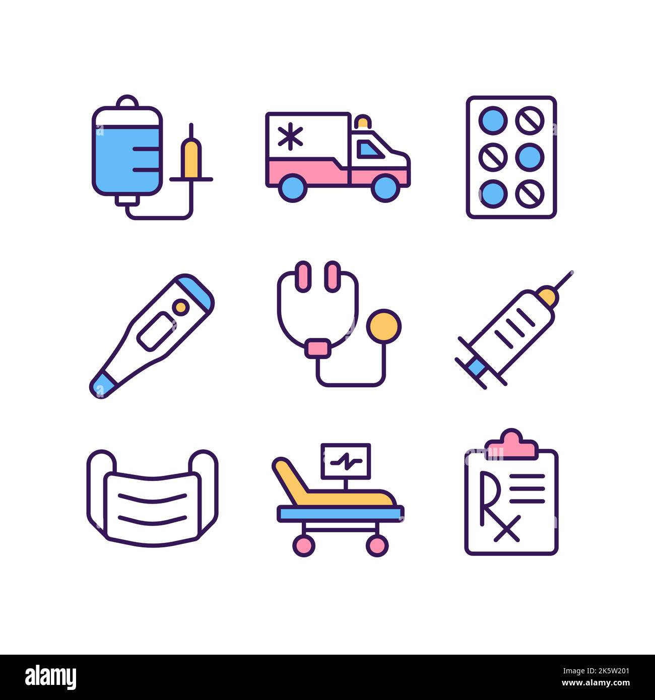 Medical equipment icons pack Stock Vector Images - Alamy