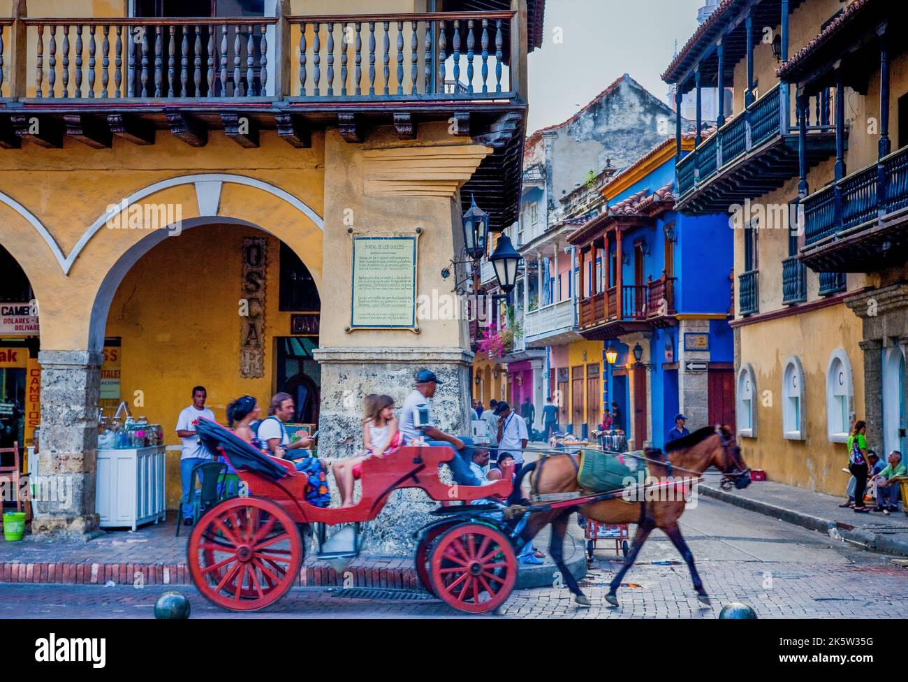 Colombia, Cartagena,once the city was full of horse carts. Now these are only for tourists. Stock Photo