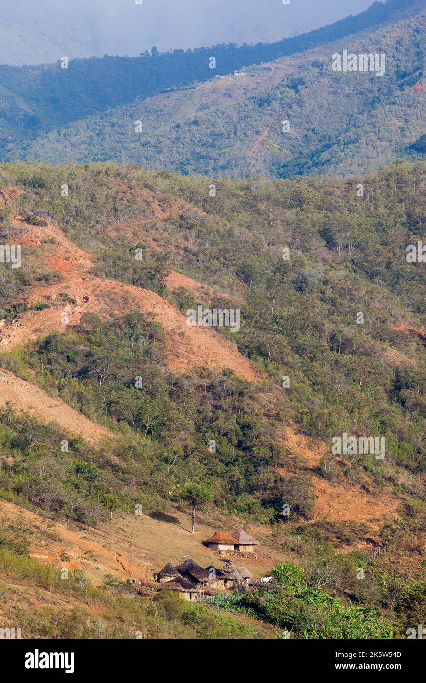 Colombia, Sierra Nevada National Park in an untouched nature area with the Tayrona indians living in villages. These Tayronas exist of different tribe Stock Photo