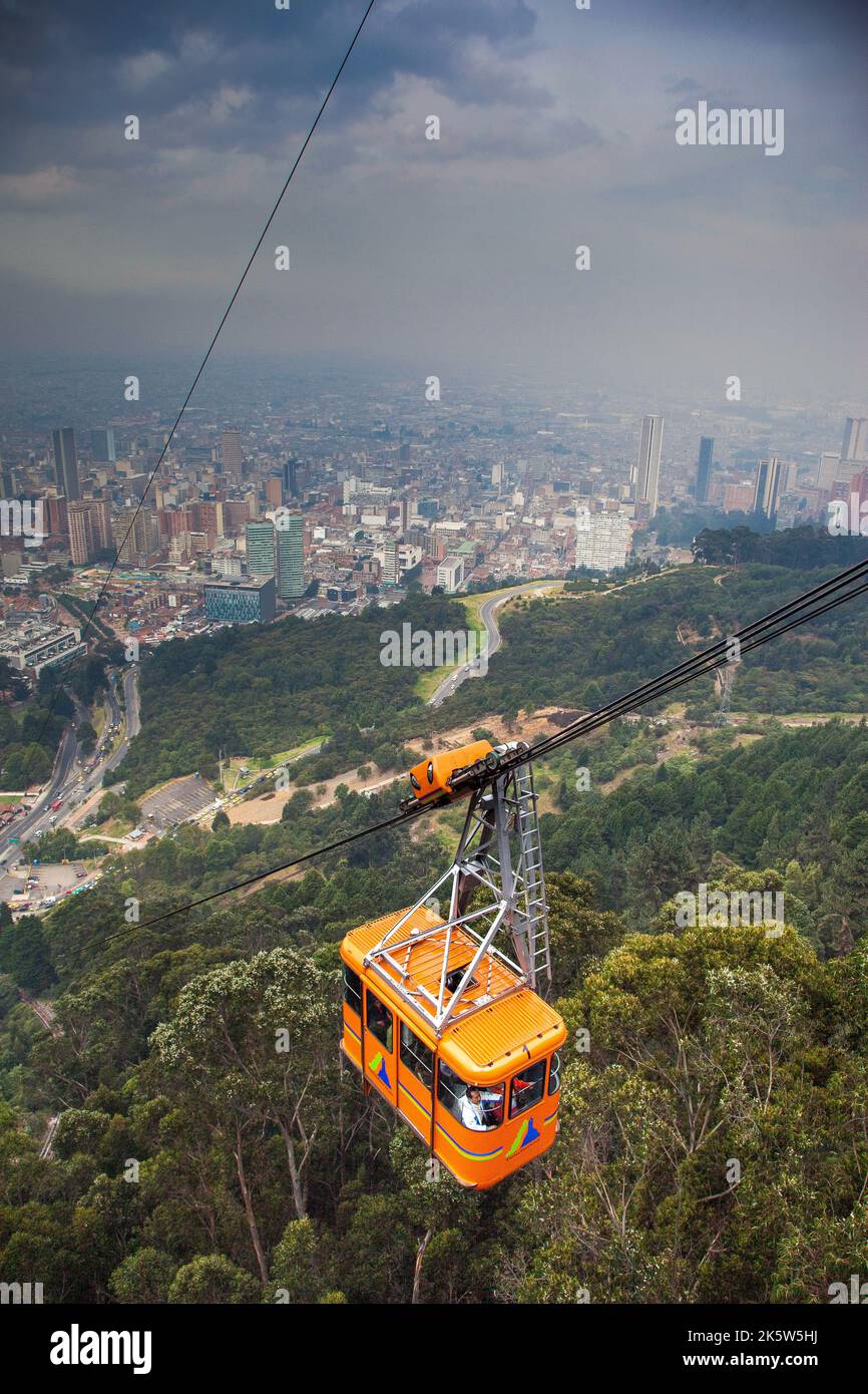 Colombia, Bogota, Cable car going to the top of the Montserrat mountain.An  overview from the Montserrat mountain of the city when a thick smog is blo  Stock Photo - Alamy