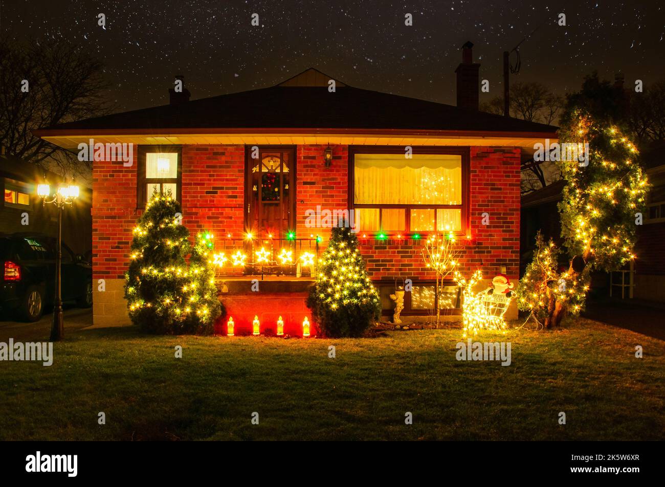 christmas lights in house Stock Photo - Alamy