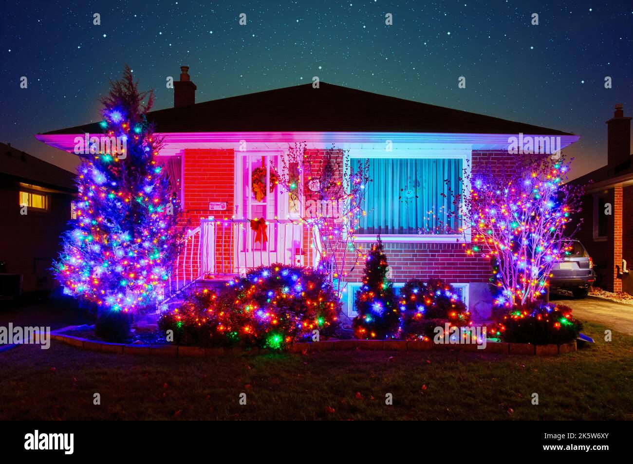 christmas lights in house Stock Photo Alamy