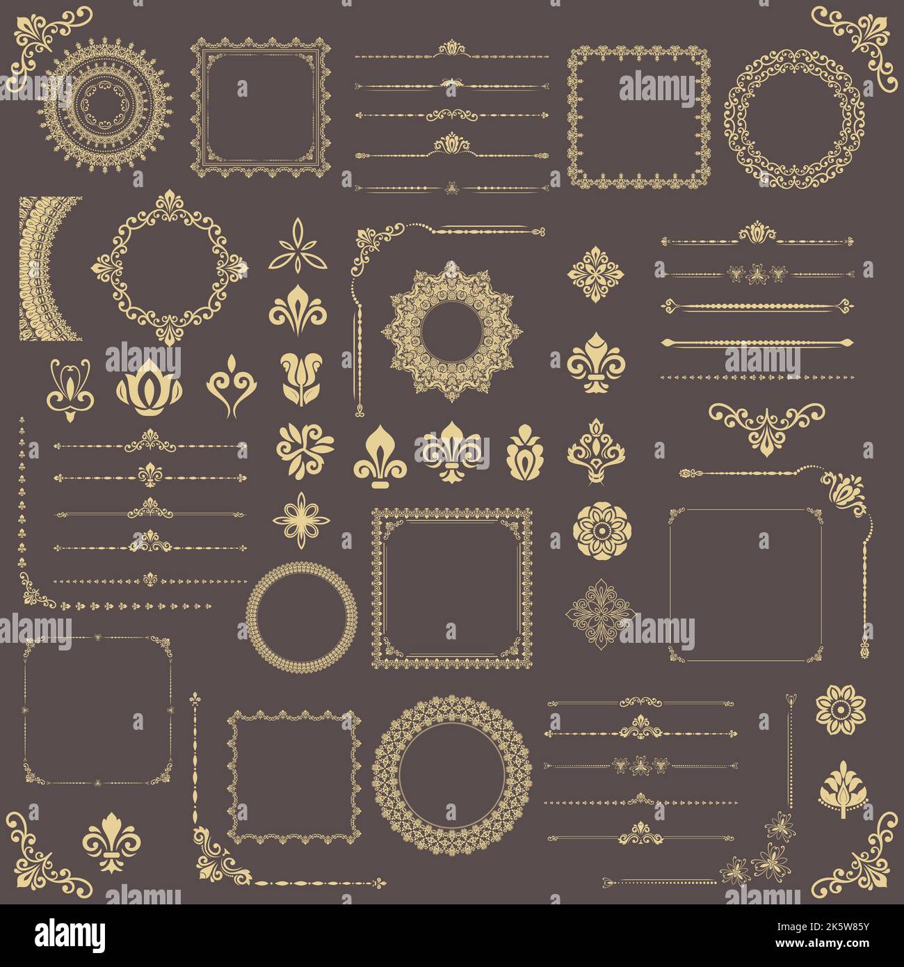Vintage set of vector horizontal, square and round elements. Elements ...