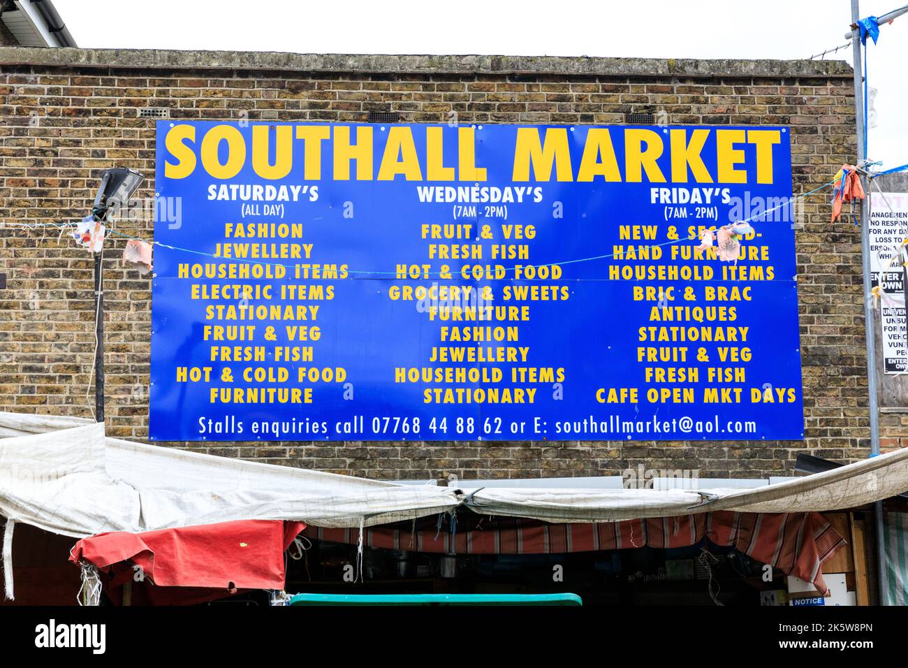 Southall Market sign, Southall High Street, Southall, West London