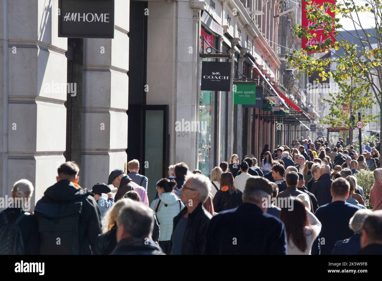 London, UK, 10 October 2022 Shoppers on Regent Street in London's West