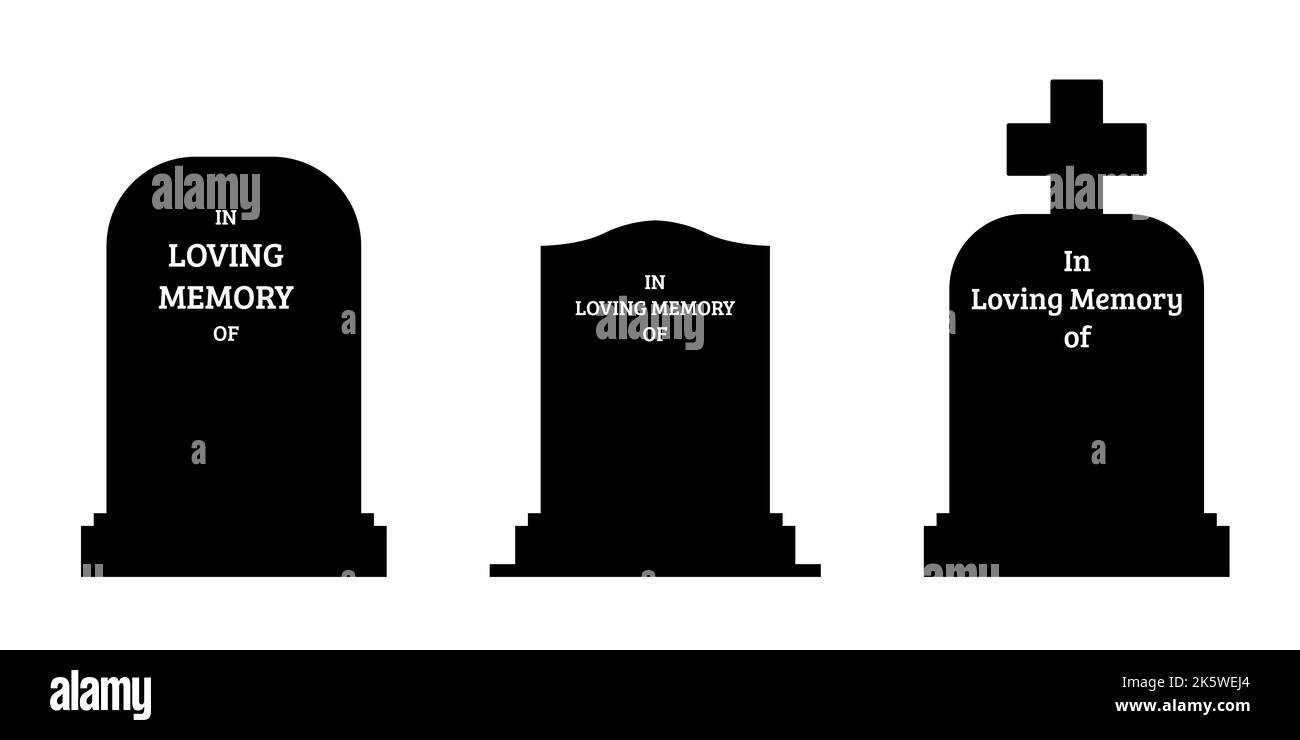 In Loving Memory gravestone vector. Empty headstone template illustration. Stock Vector