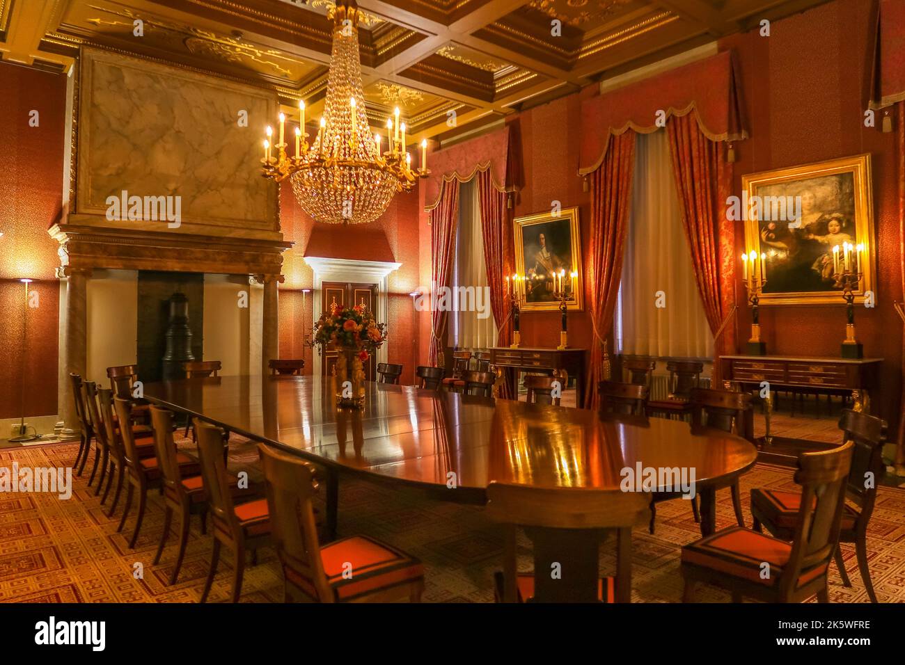Amsterdam, Netherlands. September 2022. The interior of the various royal chambers in the Royal Palace on Dam Square in Amsterdam. High quality photo Stock Photo