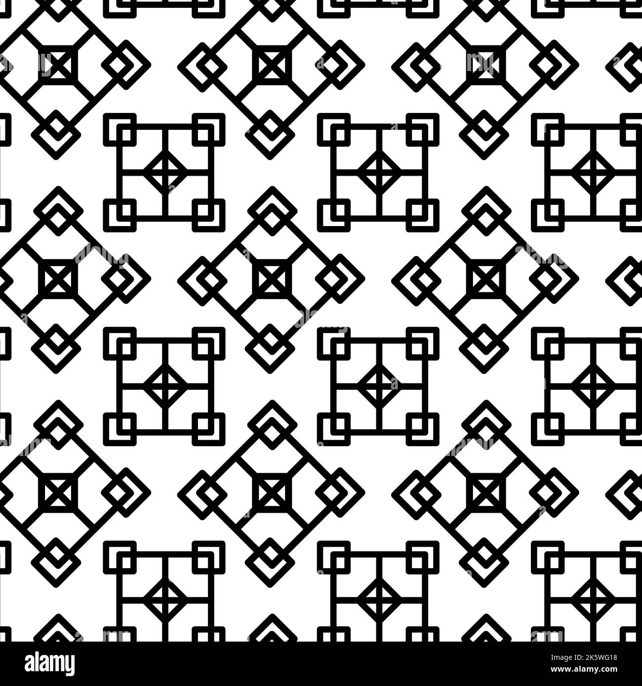 Black and white pattern of squares and rhombuses on a transparent