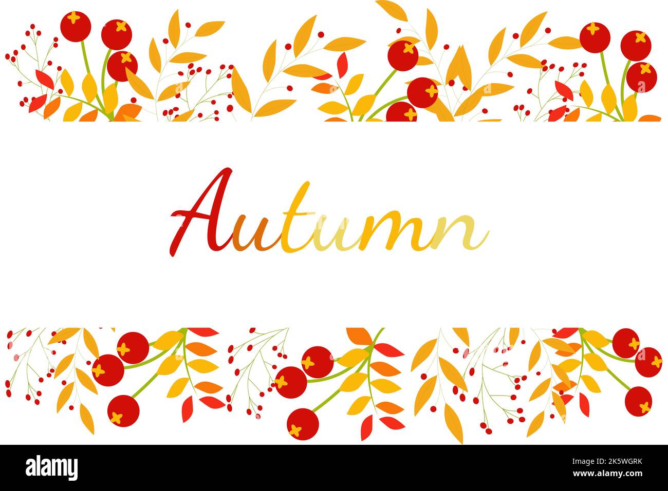 Autumn background with leaves and red berries. For your design. Vector ...