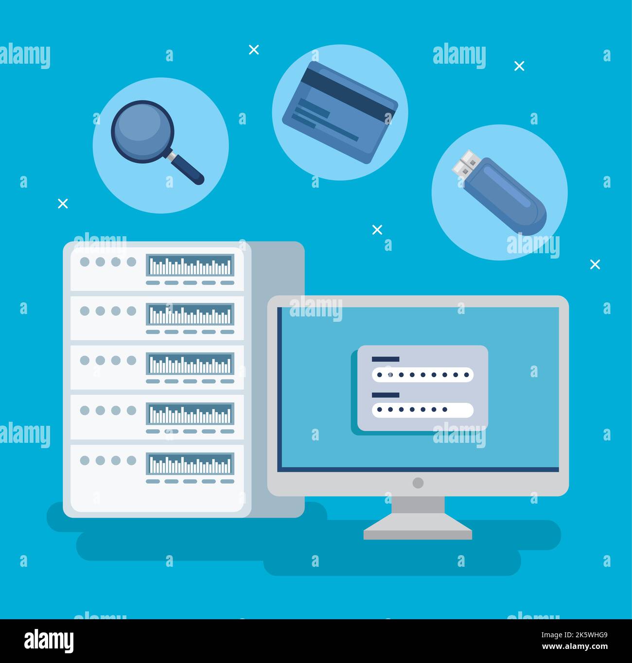 desktop with cyber security Stock Vector Image & Art - Alamy