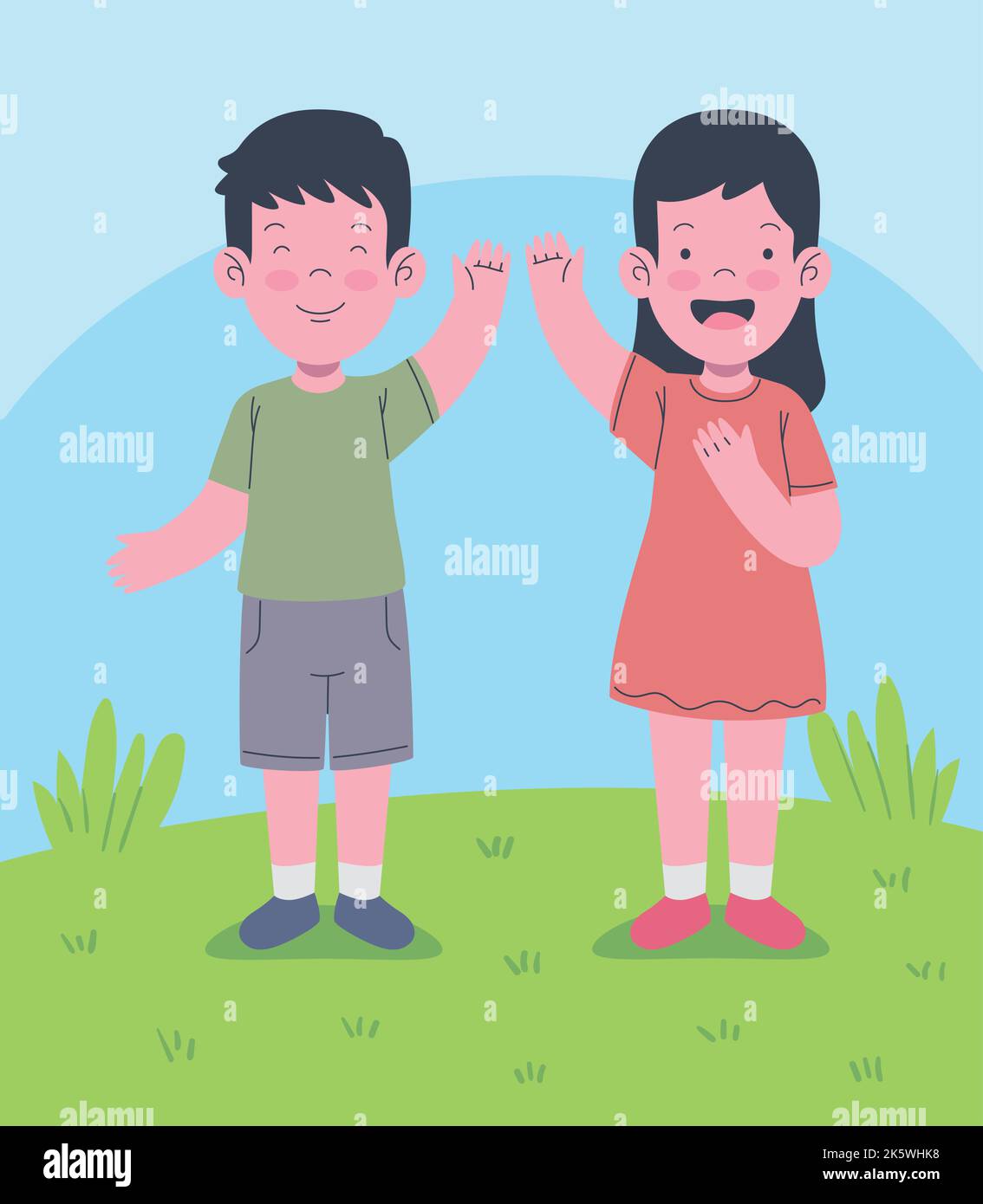 little kids couple in camp Stock Vector Image & Art - Alamy