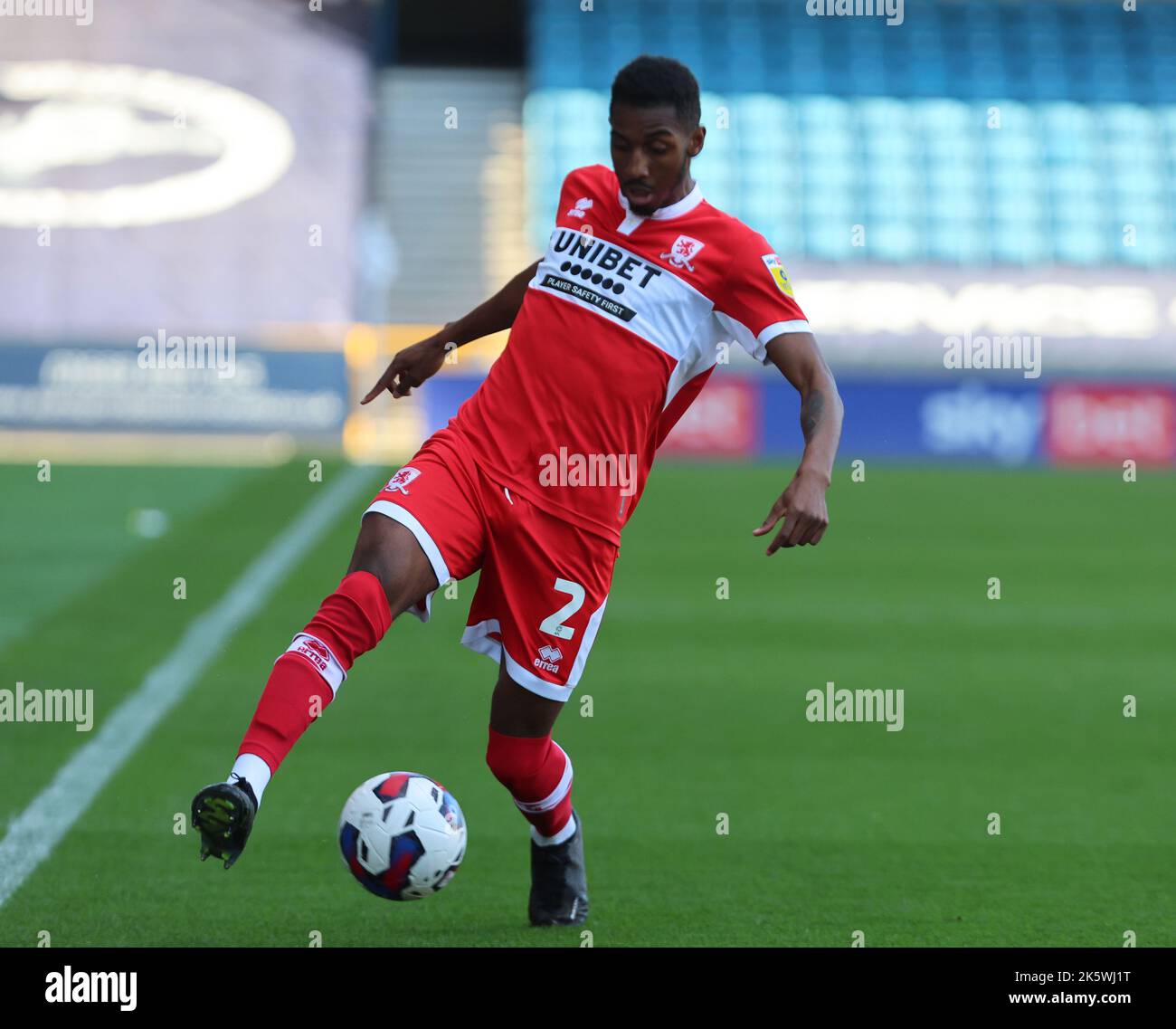 LONDON ENGLAND - OCTOBER  08 : Isaiah Jones of Middlesbrough during Championship match between Millwall against Middlesborough at The Den, London on 0 Stock Photo