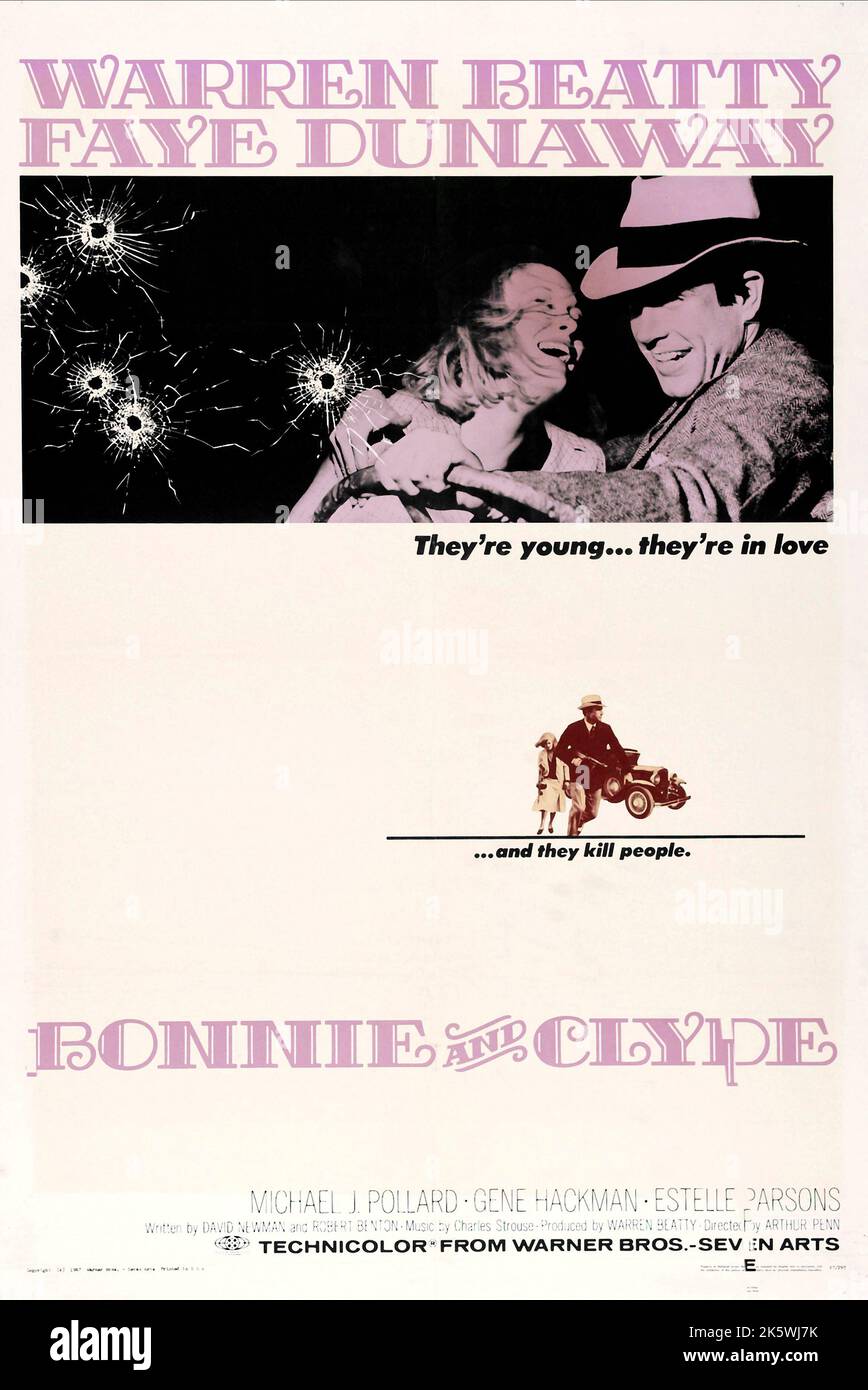 Bonnie And Clyde 1967 Movie Poster Warren Beatty & Faye Dunaway Stock Photo
