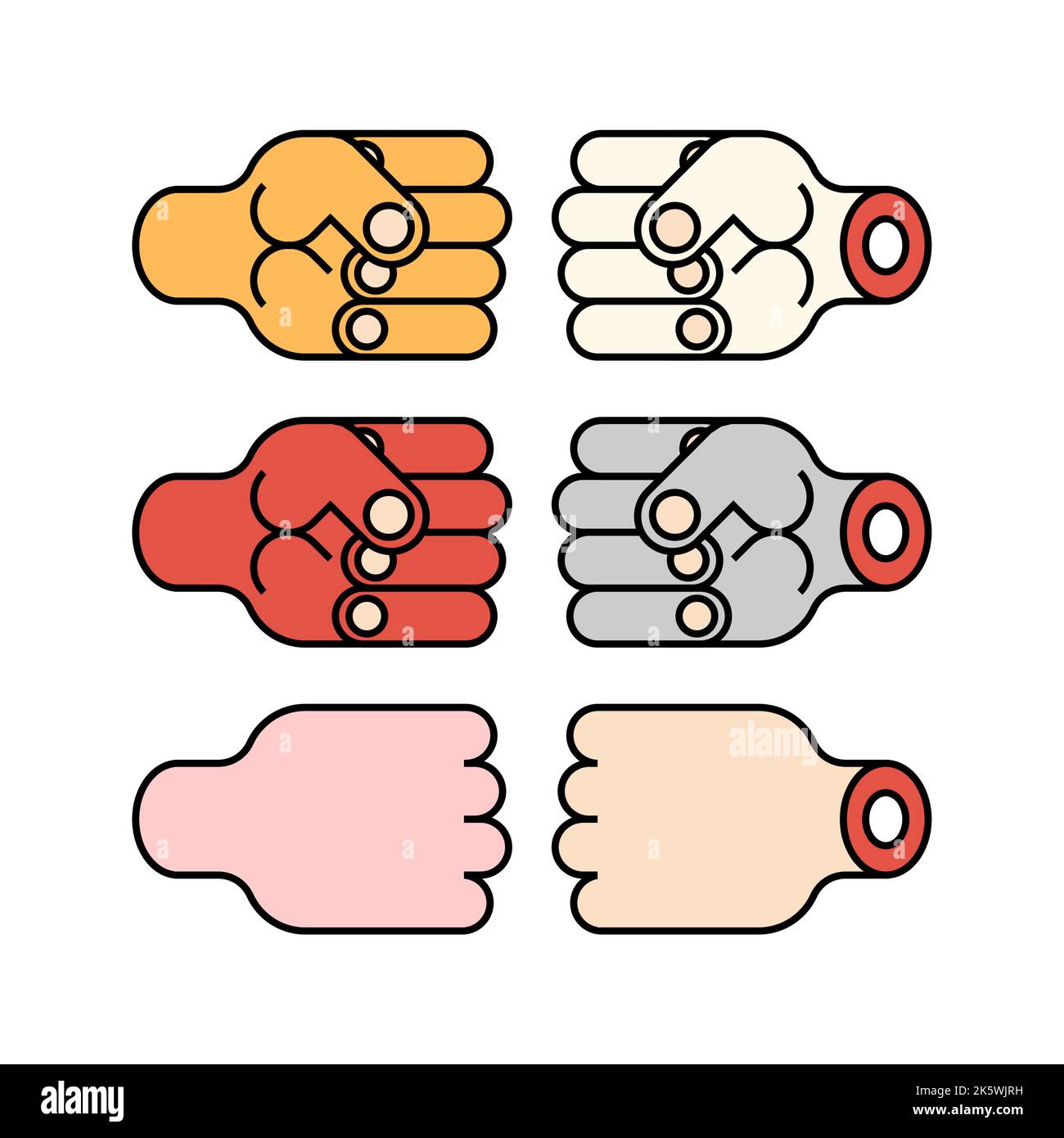 Fists set. fist Vector illustration Stock Vector