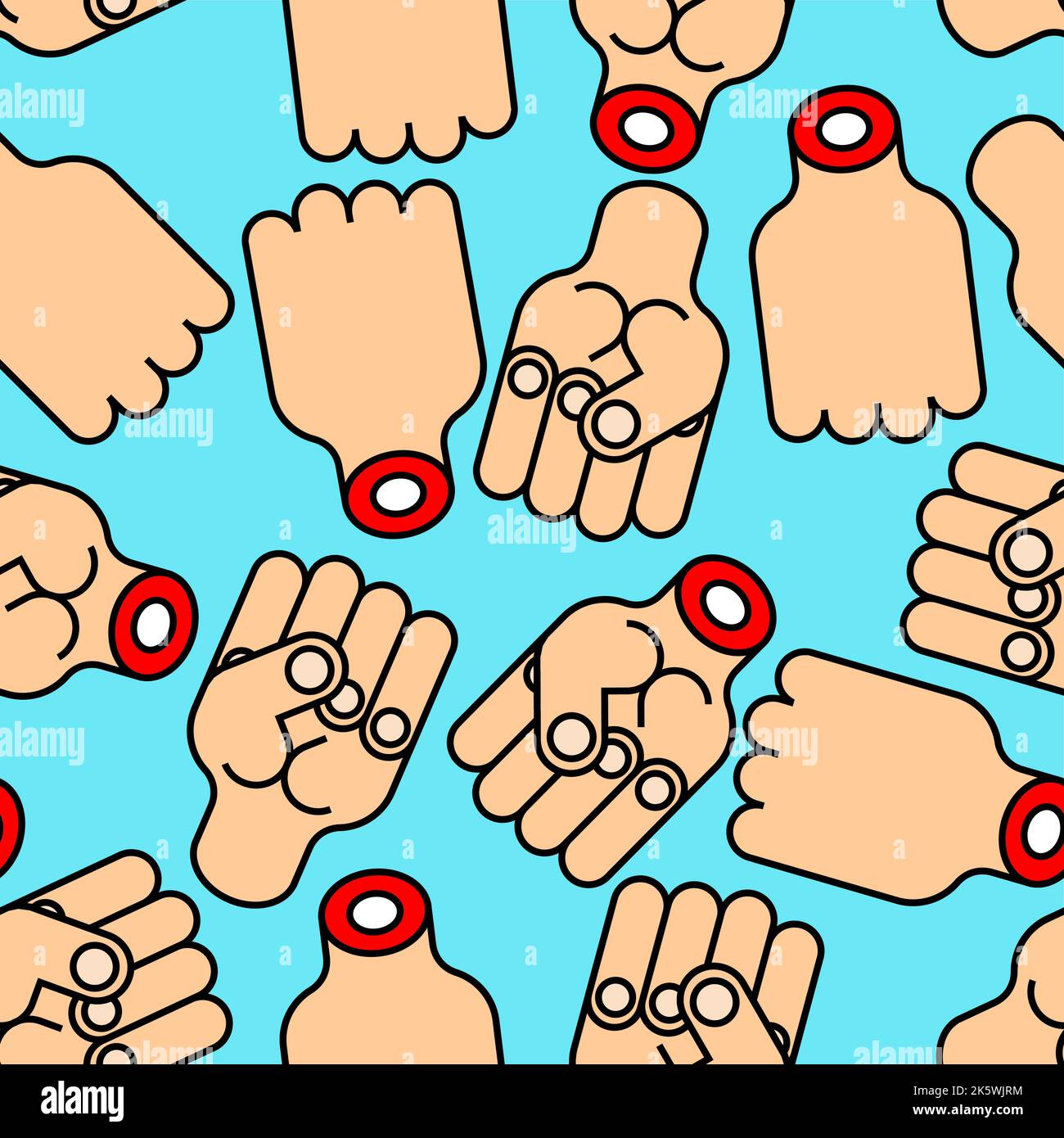 Fist Pattern seamless . Fists Background. Vector texture Stock Vector