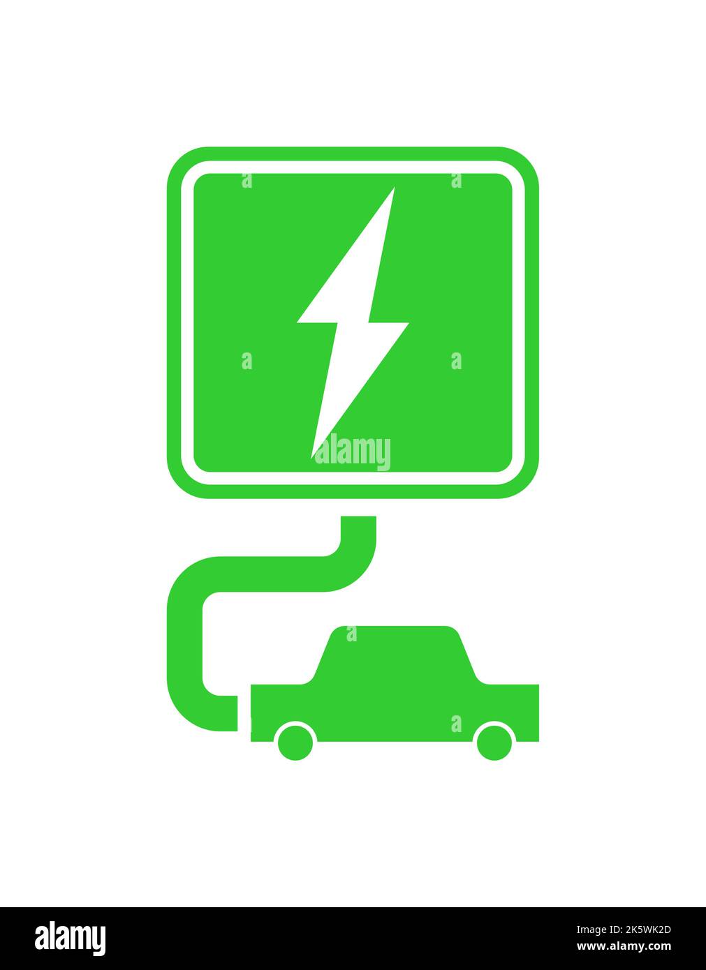 Charging for electric car sign. Green eco energy symbol. Stock Vector